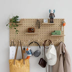Wooden Pegboard Modular Display Organization Storage Wall Hooks Shelf (Oak Colored Finish-B-4) by CreatedOn2005