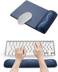 UnivoColors Mini Size Mouse Pad with Wrist Rest & M-Size Keyboard Wrist Rest Set,Premium PU Material,Low-Rebound Cushion,Ergonomic Design,Smooth Mouse Control with Hard Plate,Reduces Fatigue,Navy by UnivoColors