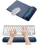 UnivoColors Mini Size Mouse Pad with Wrist Rest & M-Size Keyboard Wrist Rest Set,Premium PU Material,Low-Rebound Cushion,Ergonomic Design,Smooth Mouse Control with Hard Plate,Reduces Fatigue,Navy by UnivoColors