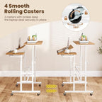 Giantex Modern Natural Standing Desk, Height Adjustable Sit Stand Computer Desk, 27.5" D x 22" W x 49.5" H, 3 Shelves, Black Base, Wood Grain Top, for Office, Studying, Working, Fitness - Image 7