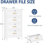 Ckzbx Metal 4 Drawers Locker Storage Organizer, 60.6" H Drawer Chest, Closet Organizers for Living Room, Hallway, Closet, White - Image 2