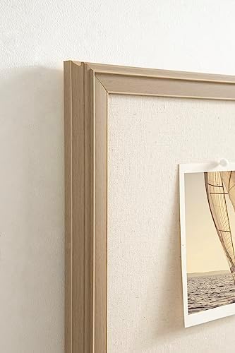 Kate and Laurel Oakhurst Rectangle Framed Linen Fabric Pinboard; 24 x 36; Light Tan; Traditional Decorative Bulletin Board with Stepped Profile and Lightly Distressed Finish - Image 5
