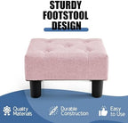 BRIAN & DANY Small Foot Stool, Linen Foot Stools with Legs, Stable Small Footstool for Living Room, Light Pink - Image 4