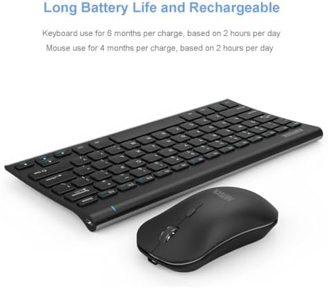 Arteck 2.4G Wireless Keyboard and Mouse Combo Ultra Compact Slim Stainless Keyboard and Ergonomic Mouse for Computer/Desktop/PC/Laptop and Windows 10/8/7 Build in Rechargeable Battery - Image 5