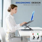 Ergonomic 2-in-1 Laptop Phone Stand for Desk, Adjustable Riser, Sturdy and Portable, Fits All Laptops and Phone（Black） - Image 2