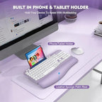 Wireless Keyboard and Mouse Combo, Full-Sized Ergonomic Wave Keys Keyboard with Memory Foam Wrist Rest & Phone Holder, 2.4G Quiet Keyboard Mouse Work Setup for PC Laptop, Office or Home (Purple) - Image 5
