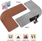 Chihein L-Shaped PU Leather Desk Pad (45.3” + 57.1”) x 15.7” (Brown/Gray) - Image 5