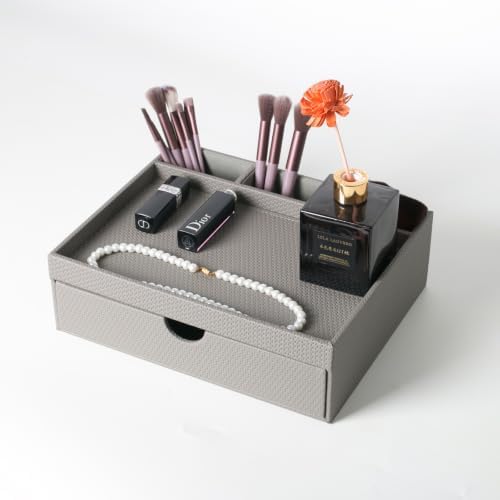 Leather Desk Organizer, Desktop Storage Box with Drawers, Organizer Made of Leather Material for Household Guest rooms - Image 7