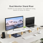 AFOOYO Dual Monitor Stand Riser,Rainbow Cloud Desktop Computer Stand for 2 Monitors,Adjustable Length and Angle Multifunctional Desktop Organizer Stand for Laptop, PC, Computer, Printer,White - Image 2