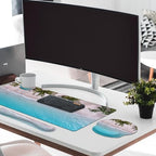 Britimes Keyboard Mouse Pad Set, 4 in 1 Desk Mat Set, Ocean Beach Blue - Image 3