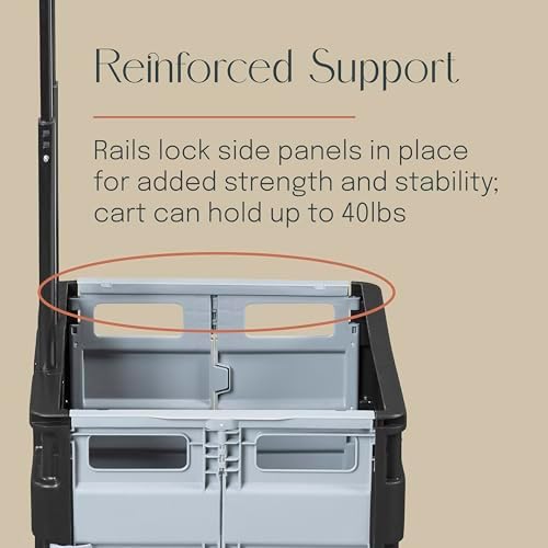 Folding Mobile Utility Cart, Canvas Organizer Bag, Black/Grey - Image 6