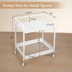 2 Tier Rolling Cart with Wheels, Under Desk Cart with Table Top - Image 5
