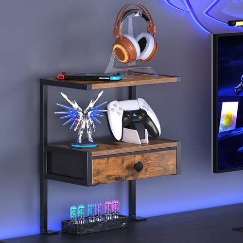 VENNQD Clamp On Desk Shelf, 2-Tier Desktop Organizer, Wood Desktop Supplies Tabletop Book Storage Rack with Adjustable Shelves for Table Working and Gaming Accessories, Rustic Brown - Image 4