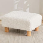 Small Foot Stool Ottoman, Sherpa Footstool Ottoman Foot Rest for Couch, Rectangle Footstools and Ottomans Small for Living Room, Entryway and Bedroom (White) by FIMIVIBI