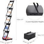 PATIKIL Foldable Magazine Display Racks Floor Standing 5 Layers Brochure Stand Catalog Literature Holder with Wheels for Hotel, Exhibition, Trade Show, Office - Image 2