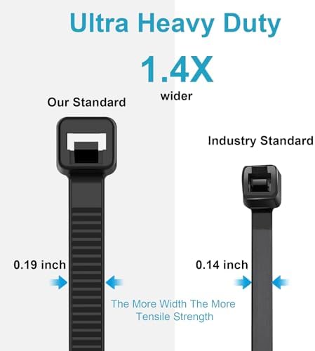 14 Inch Zip Ties Double Sided Toothed (Bulk 500 Pack),100 LBS Tensile Strength Heavy Duty Cable Wire Ties With Self-Locking Adjustable More Durable Nylon Tie Wraps for Indoor Outdoor - Image 3