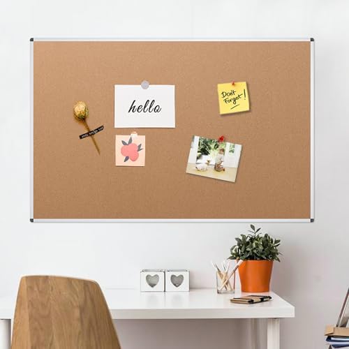 VIZ-PRO Large Cork Bulletin Board, 72 X 40 Inches, Wall-Mounted Corkboard with Silver Aluminium Frame for School, Office, and Home - Image 6