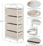 MAX Houser 4 Drawer Narrow Dresser Fabric Storage Tower Vertical Slim Storage Chest Organizer Nightstand Side/End Table Small Standing Organizer Removable Drawers Wood Top for Bedroom, Bathroom(Beige) - Image 3