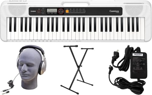 Casio Casiotone CT-S200 61-Key Portable Keyboard- White Bundle with Stand, Headphones, AC Adapter and Polishing cloth by Unknown