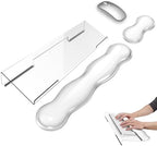 Gel Wrist Rest for Keyboard and Mouse Transparent Acrylic Tilted Keyboard Riser for Desktop Ergonomic Computer Keyboard Stand Holder for Desk Silicone Mouse Wrist Pad Support 60% 68% 75% White by WFCYGL