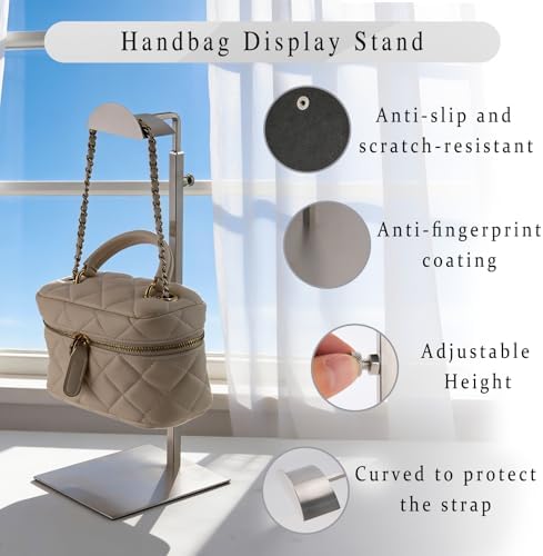 Handbag Display Stand - Set of 3 Purse Display Stand Stainless Steel Jewelry Organizer Stand Table Hanging Hook Stands Adjustable Height for Home Store Boutique Counter - Image 3
