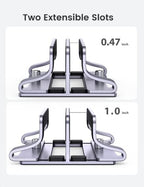 UGREEN 2-Slot Vertical Laptop Stand Holder Desk Compatible with MacBook Pro Air Laptop Stand Desktop Adjustable, Lenovo Ideapad, Surface Book, HP Notebook, Dell Chromebook Up to 17.3 Inch, Space Gray - Image 3
