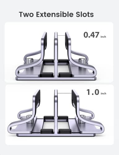 UGREEN 2-Slot Vertical Laptop Stand Holder Desk Compatible with MacBook Pro Air Laptop Stand Desktop Adjustable, Lenovo Ideapad, Surface Book, HP Notebook, Dell Chromebook Up to 17.3 Inch, Space Gray - Image 3