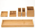 Bamboo Vanity Tray Set, 6-Piece Bathroom Organizer for Small Items by Rocdeer