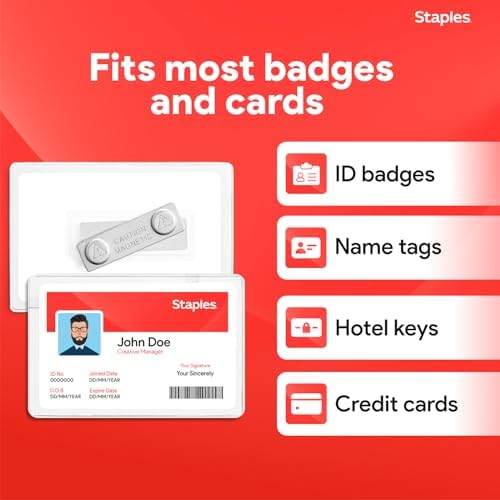 Staples Magnetic Badge Holders, Credit Card Size, Clear, 25-Pack - Image 5