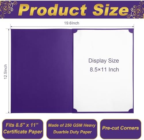 Fainne 120 Pack Certificate Holders Bulk, Diploma Covers, Purple - Image 2