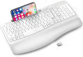 EAYBLLY 2.4G Wireless Ergonomic Keyboard, Full Size Wave Keys with Memory Foam Wrist Rest & 7.28in Phone Holder, USB-C Adapter Included for Windows Mac Chrome OS, Office or Home (White) by Unknown
