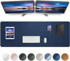 Leather Desk Pad Blotter,Mouse Pad,Office Desk Mat, Non-Slip PU Leather Desk mat,Large Desk mat,Waterproof Keyboard mat for Office/Home/Decor (Midnight Blue,48" x 24") by AFIING