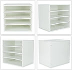 PAG-Mass Mail Sorter Organizer, Wood Countertop Literature Organizer, Office Supplies Desktop File Bill Paper Organizer for Office Home School, 4 Compartments, White - Image 2