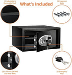 Amazon Basics Steel Security Safe Box with Digital Keypad, for Valuables, Cash, Jewelry, Documents, Removable Shelf, Black, 1 Cubic Foot, 16.9"x14.6"x9.1" (WxDxH) - Image 4