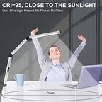 Micomlan LED Desk Lamp for Home Office, Architect Clamp Desk Lamp with Remote Control, Adjustable Dimmable Swing Arm Clamp on Table Light Clip-on Dual Light 5 Brightness Levels & 4 CCT Modes - Image 3