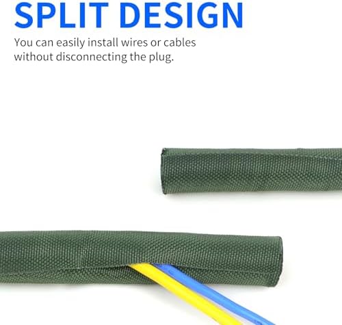 Split Wire Loom, 20ft Automotive Cable Protector Sleeve, Flexible Braided Cable Sleeves High Temperature Cable Management (Deep Green, 1") - Image 3