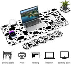 Keyboard Mouse Pad Set, Extended Gaming Mouse Pad+Ergonomics Keyboard Wrist Rest Support, Memory Foam, Easy Typing Pain Relief, 4Pcs XL Ultra Thick Desk Mat,Cute Cow Pattern - Image 3