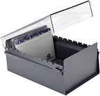 Acrimet 4 x 6 Card File Holder Organizer Box Metal Base Heavy Duty (AZ Index Cards and Divider Included) (Gray Color with Clear Crystal Plastic Lid Cover) - Image 3