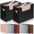 Qeeenar 2 Pcs Hanging File Box with 10 Pcs Morandi Hanging File Folders by Qeeenar