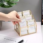 Hipiwe Mirrored Glass Business Card Display Holder, 6-Slots Gold Card Stand - Image 2