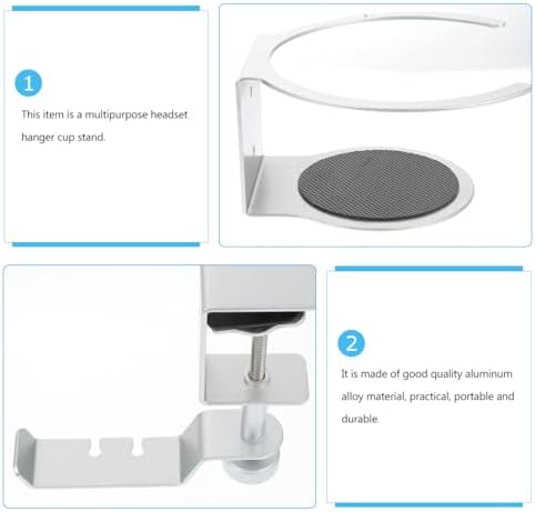Vaguelly Headphone Hanger Hook Adjustable Under Desk Holder for Headsets and Drink Cups Easy Installation Design for Office - Image 3