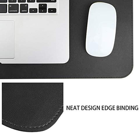 Desk Mat, Waterproof Desk Pad Protector, Eco-Friendly Natural Cork & Leather Double-Sided Office Desk Mat Mouse Pad, Smooth Surface Soft Desk Writing Mat for Office Home Work Game (Black, 35x18Inch) - Image 3