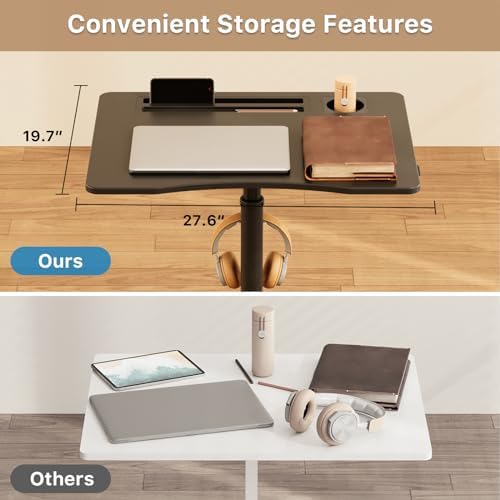 28" Mobile Standing Desk with Cup Holder & Widened Slots - Image 2