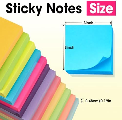 120 Pads Sticky Notes 3x3, Bright Colors Self-Stick Pads Bulk, Super Sticky Notes, School Supplies, Office Products, 50 Sheet/Pad - Image 3