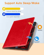 DTTO Leather Case for Galaxy Tab S10 Lite / S10 FE / S9 FE, Bright Red - Image 4