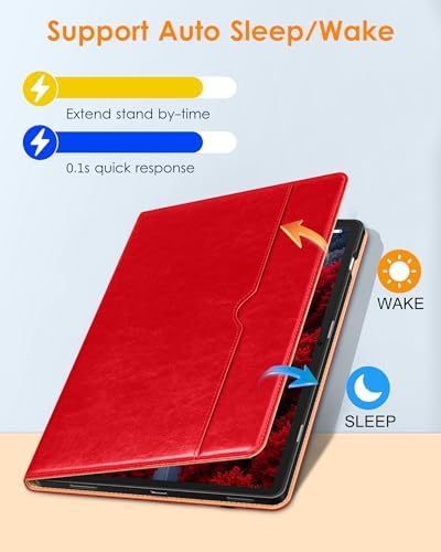 DTTO Leather Case for Galaxy Tab S10 Lite / S10 FE / S9 FE, Bright Red - Image 4
