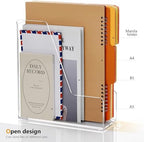 SANRUI 4 Pack Clear Acrylic Vertical File Organizer, Desk Organizer and Storage Bins Holding for Magazines, Binders, Notebooks, Envelopes, Multi-purpose Document Organizer for Home Office - Image 6