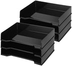 DoubleFill 6 Pcs Stackable Letter Tray Plastic Paper Tray, Black by DoubleFill