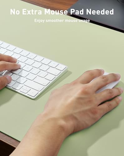 Aothia Faux Leather Desk Mat - Large Mouse Pad, Non-Slip PU Leather Blotter, Waterproof Writing Surface for Office and Home (Grass Green, 63" x 17") - Image 4