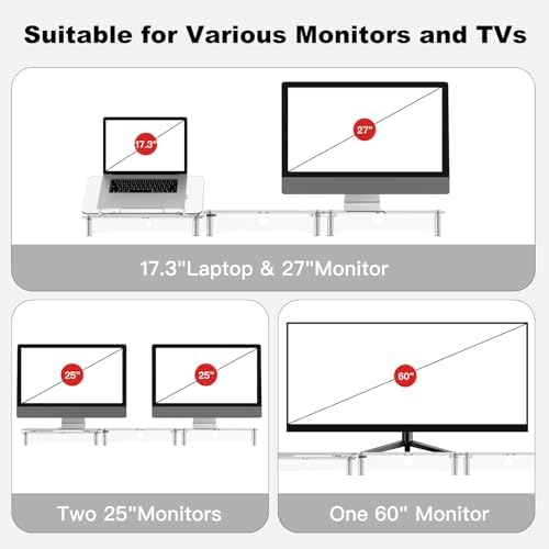 Clear Acrylic Dual Monitor Stand Riser,Laptop Riser Adjustable to 8 Angles - Image 4